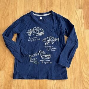 Tea Collection Blue Dinosaur Fossil Long Sleeve Tee, Sz 8